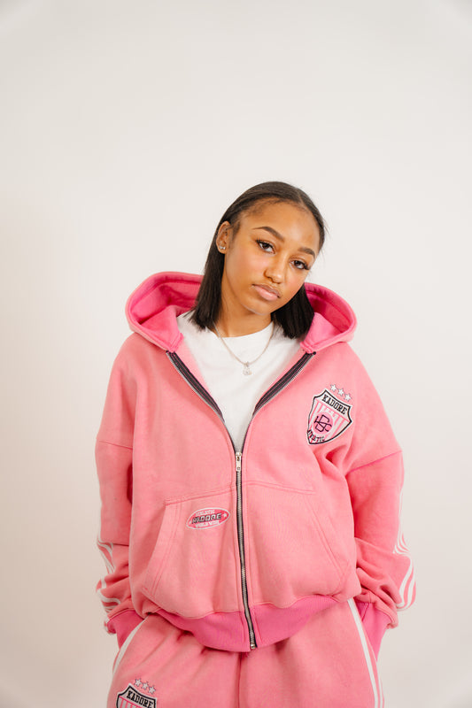 KADORE “Racer” (Pink & White) Zip-Up