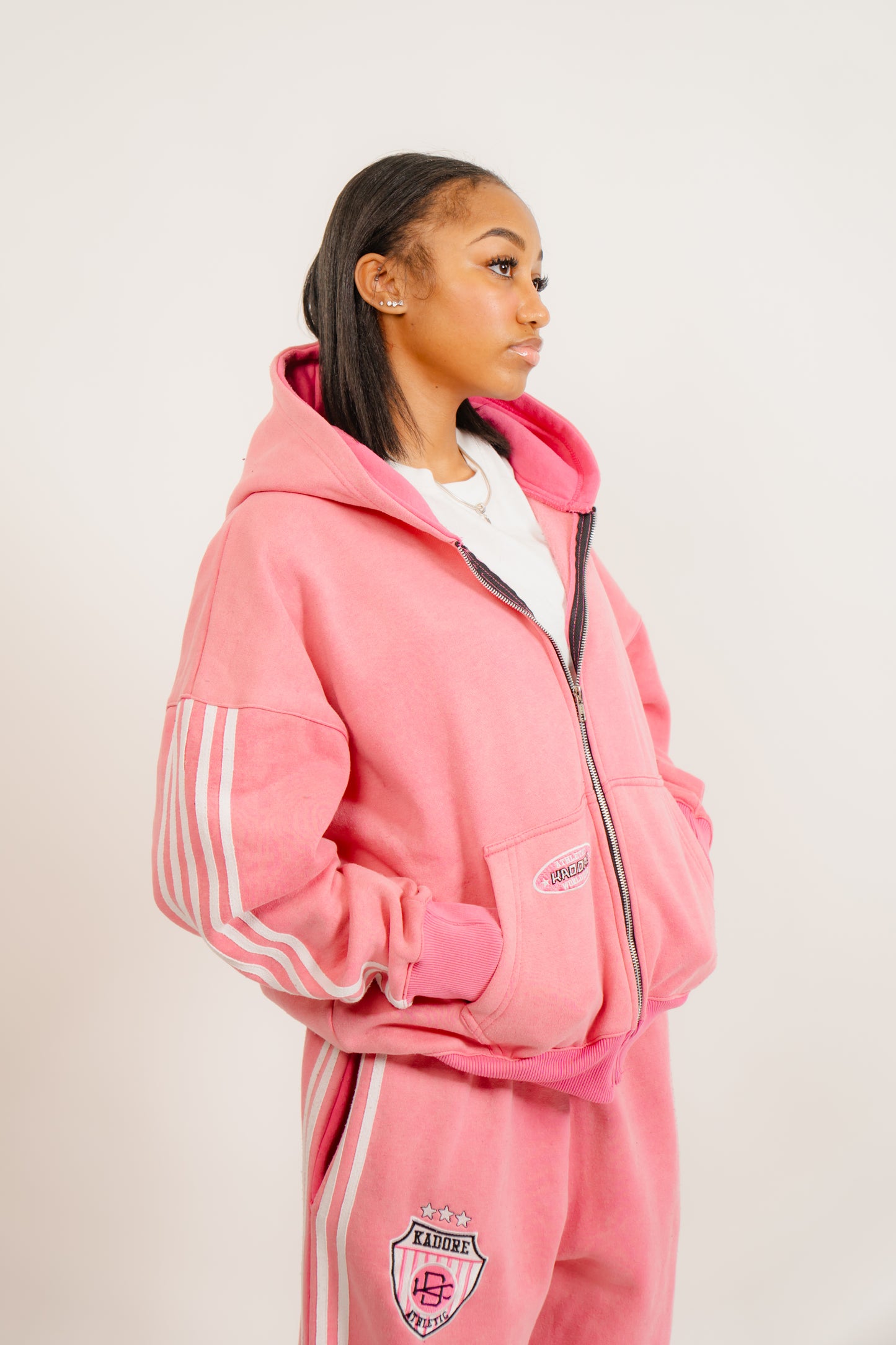 KADORE “Racer” (Pink & White) Zip-Up